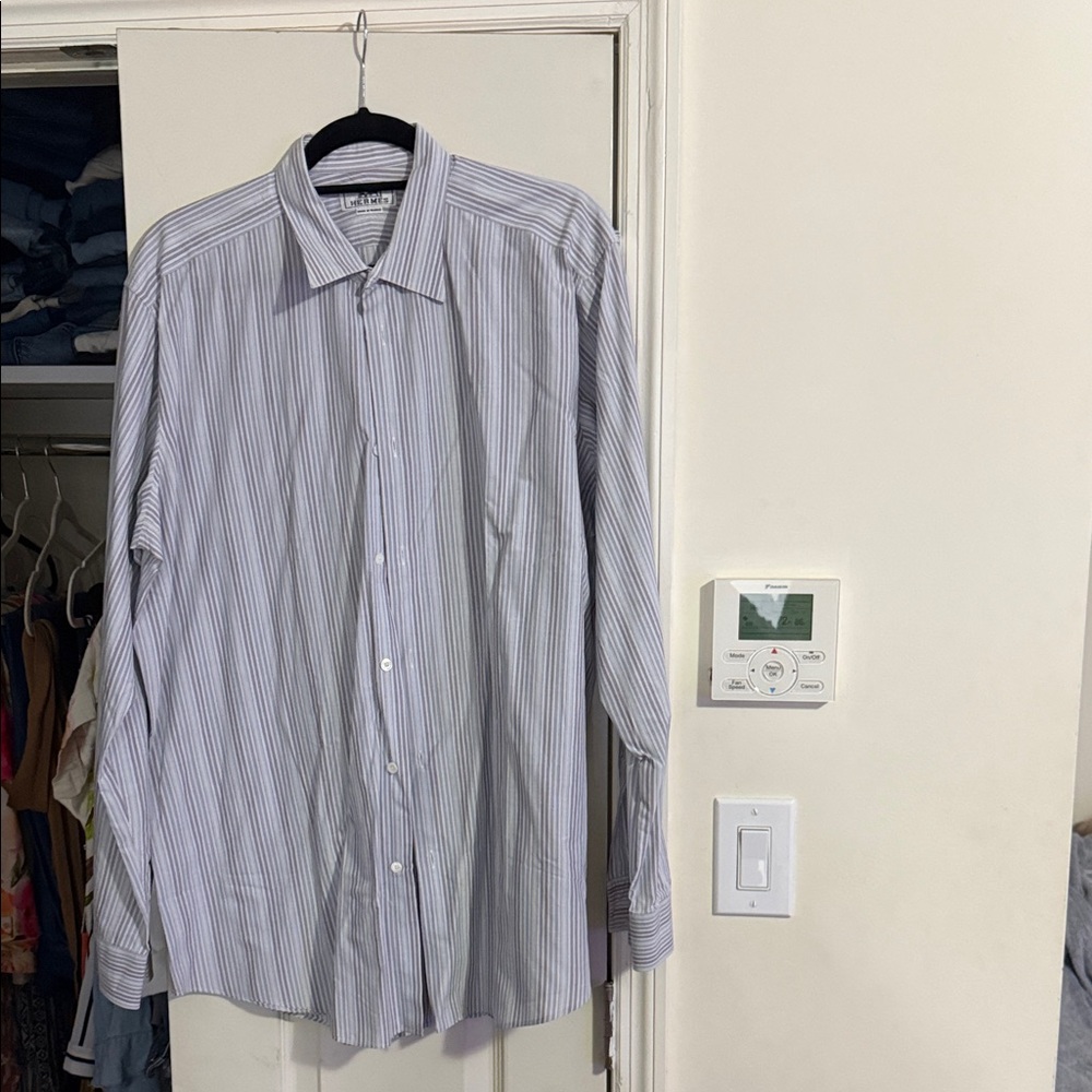 Hermes Blue Striped Dress Shirt